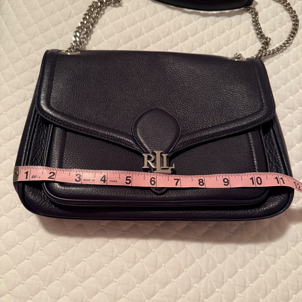 Lauren Ralph Lauren Pebbled Medium Bradley Bag in Navy Blue - Picture 12 of 12